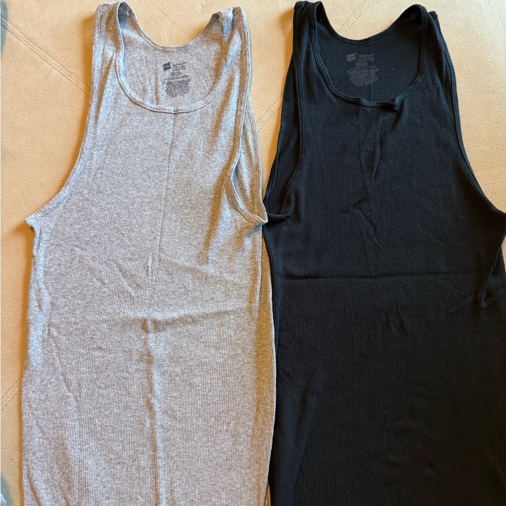Gray and Black Tank Tops